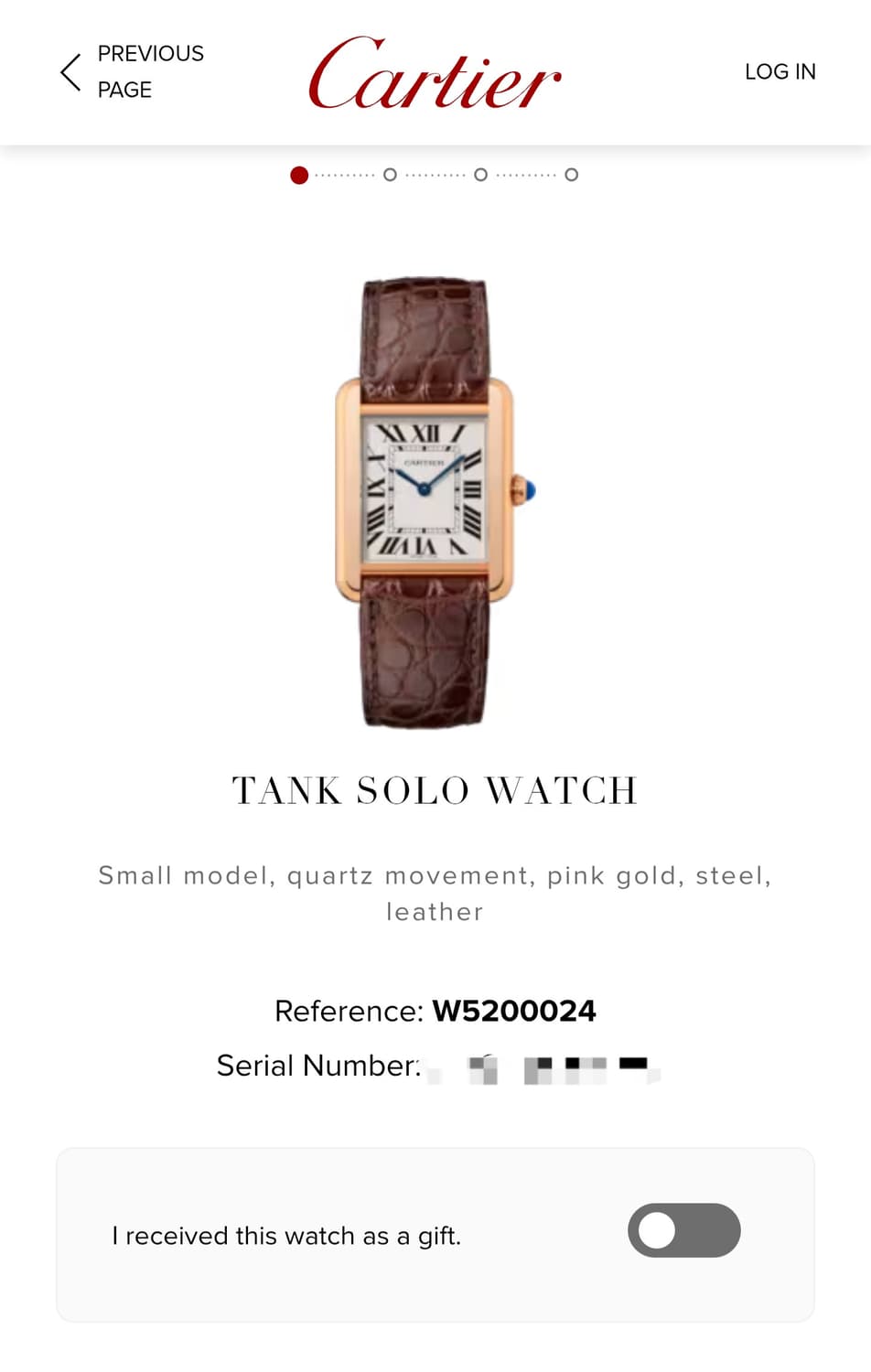 까르띠에 탱크솔로 18K 로즈골드 SM 시계 (남녀공용) 19년 상품이미지8