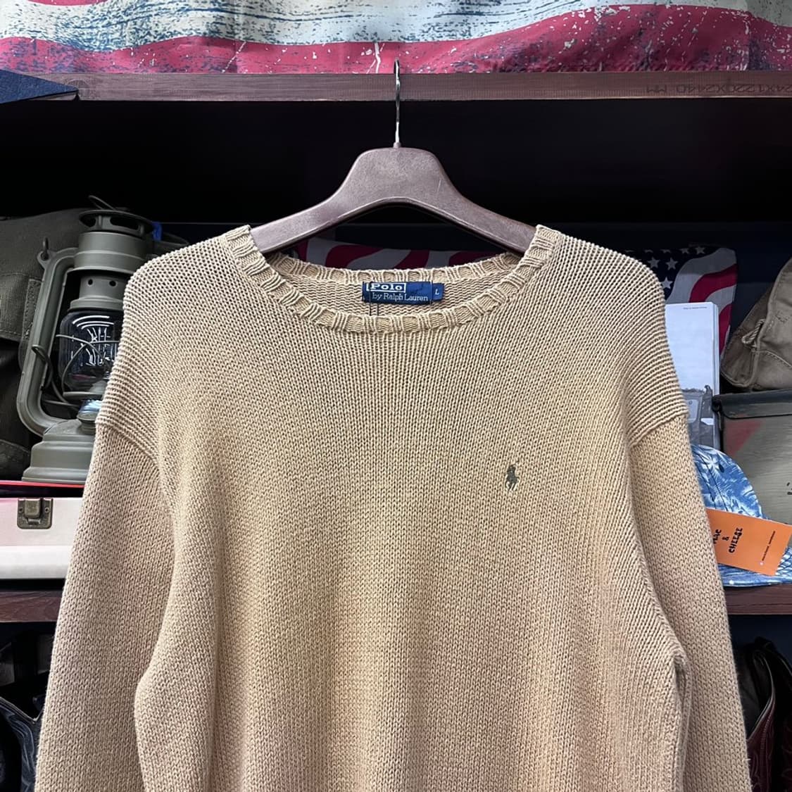 폴로 랄프로렌 스몰 로고 헤비 코튼 니트 스웨터 베이지 상품이미지3