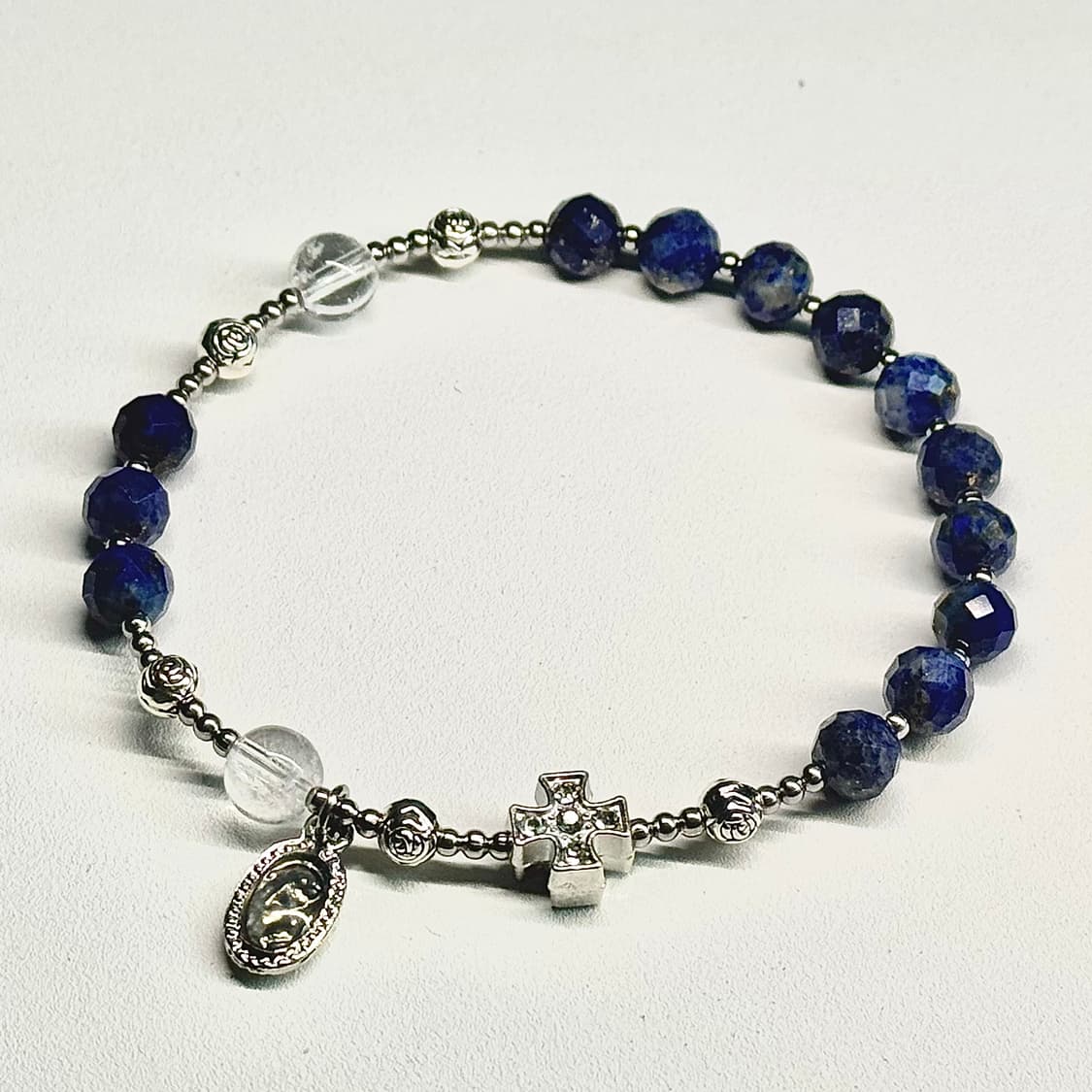 (맞춤) 천연석 커팅 고퀄 라피스라줄리 백수정 묵주팔찌 원석팔찌 상품이미지1