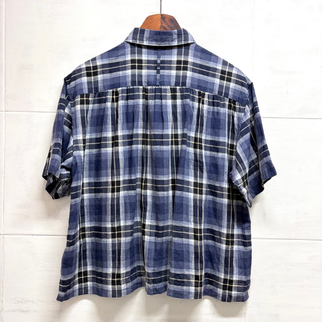 Margaret Howell 마가렛호웰 린넨 체크 반팔 셔츠 상품이미지4