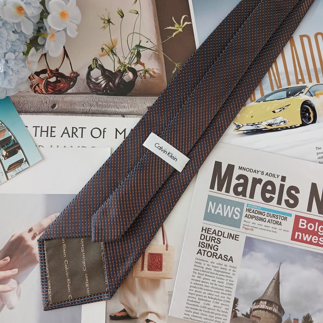 캘빈클라인 실크 브라운 스트라이프 넥타이 9.9cm A+등급 A19238 상품이미지6