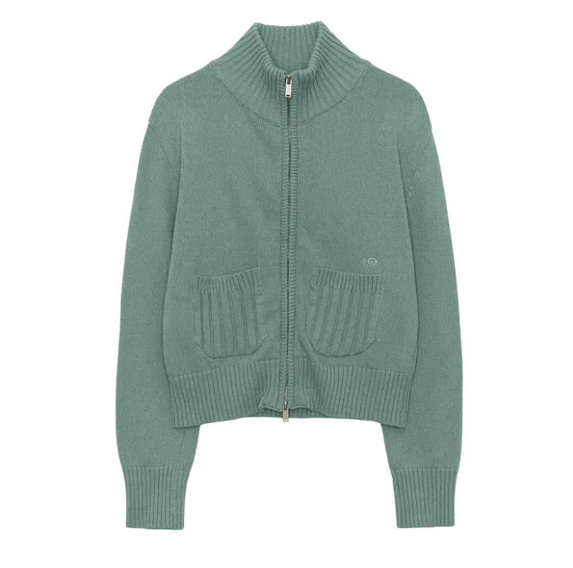 엔조블루스 코튼 하이넥 니트 집업 민트 상품이미지1