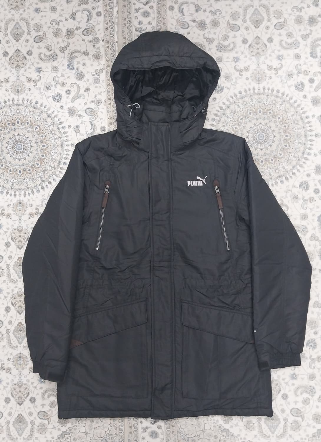 푸마 블랙 후드 패딩 M (후드분리됨) 상품이미지1