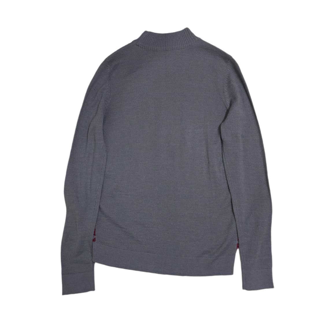 빈티지 그레이 격자 레드미니하트 패턴 니트 스웨터 상품이미지3