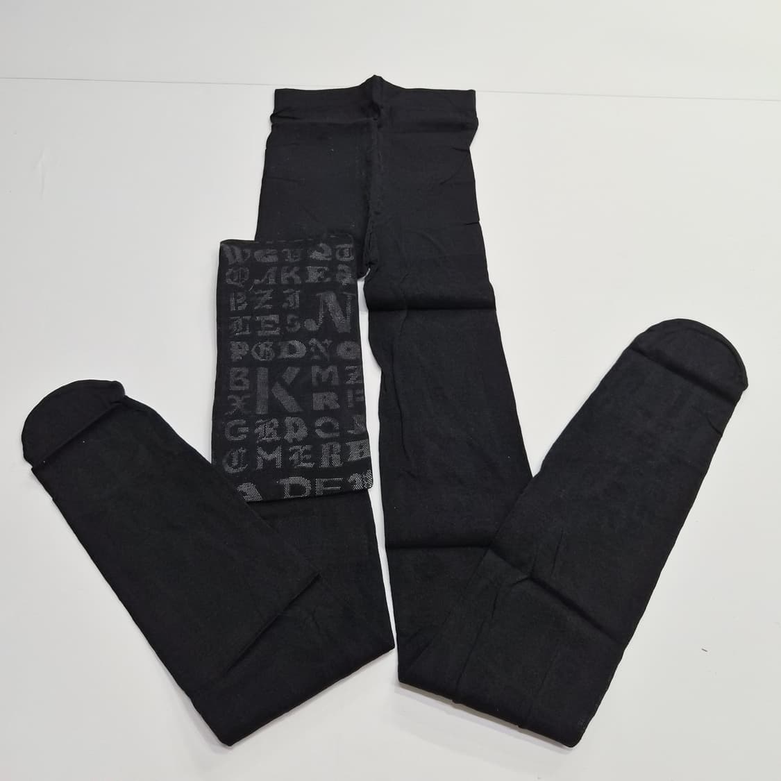 일본 빈티지 로고 패턴 블랙 스타킹 상품이미지1