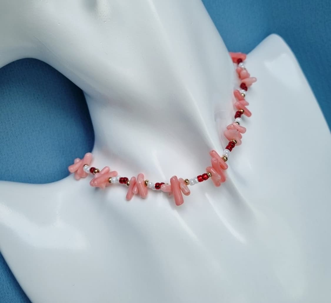 세컨핸드) 산호 비즈 목걸이 상품이미지5