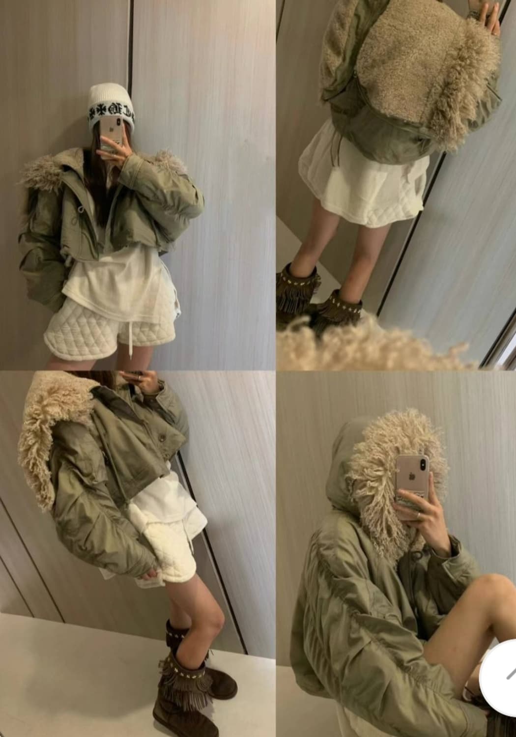 덤블 크롭 후드 항공셔링점퍼 상품이미지3