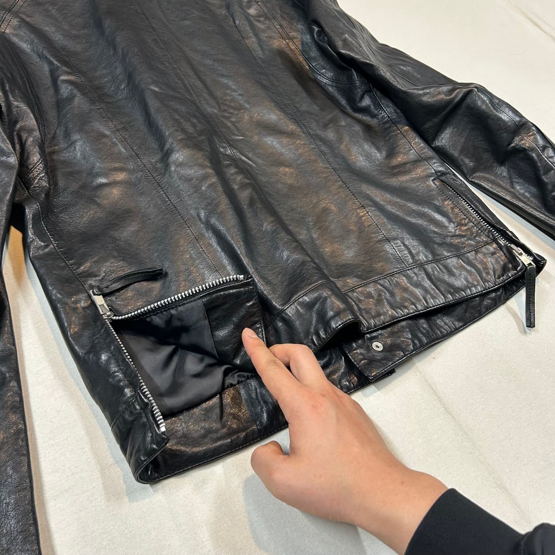 XL) 빈티지 램스킨 양가죽 멀티 포켓 싱글 라이더 자켓 상품이미지8