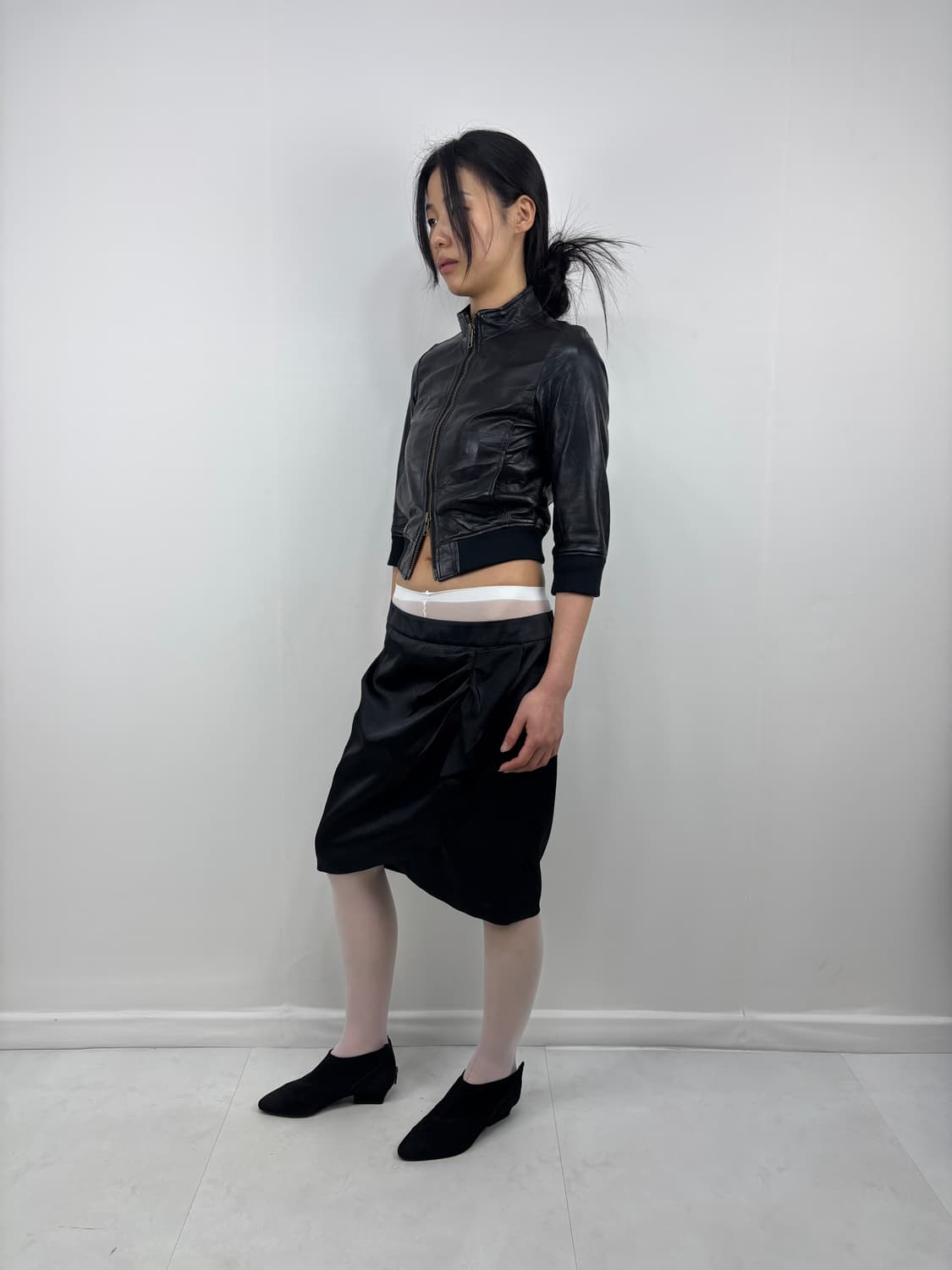 3/4 SLEEVE FAUX LEATHER JACKET 상품이미지3