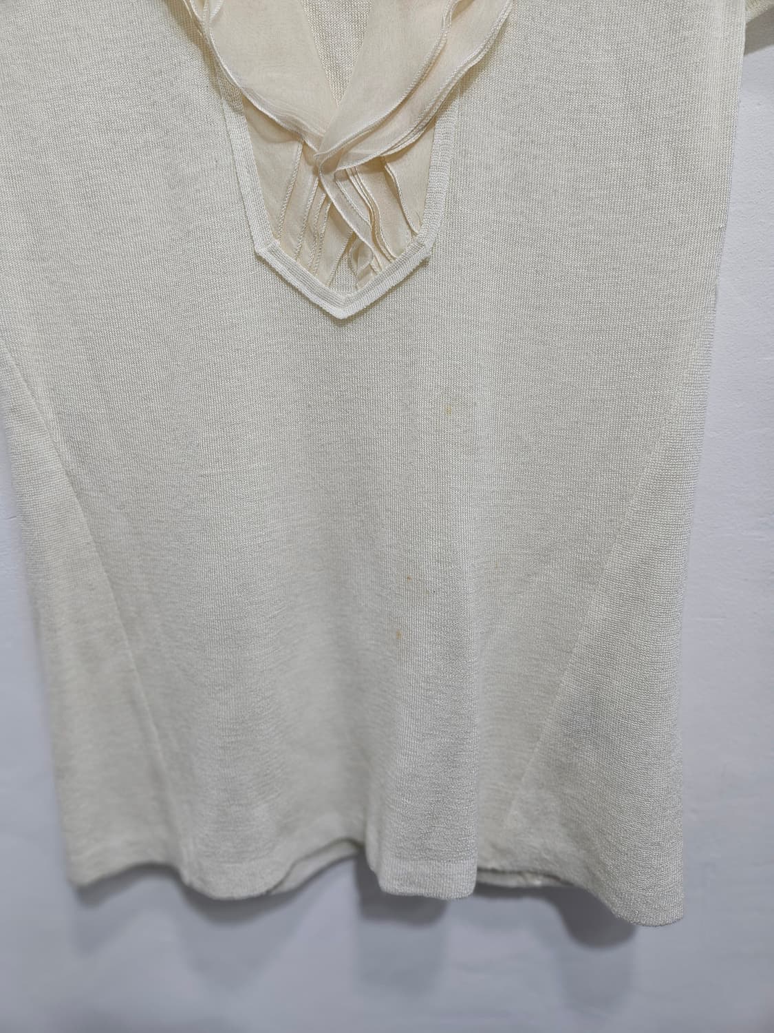 데코(DECO) 실크 프릴 장식 린넨혼방 반팔 니트 상품이미지7