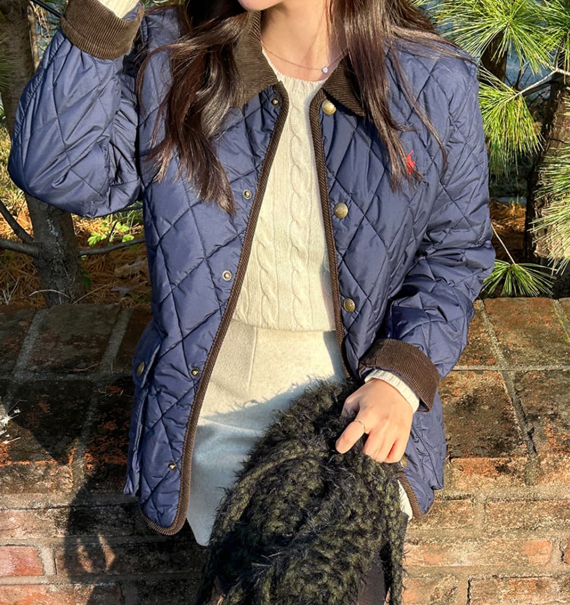 폴로 누빔패딩 퀄팅패딩 네이비 상품이미지2