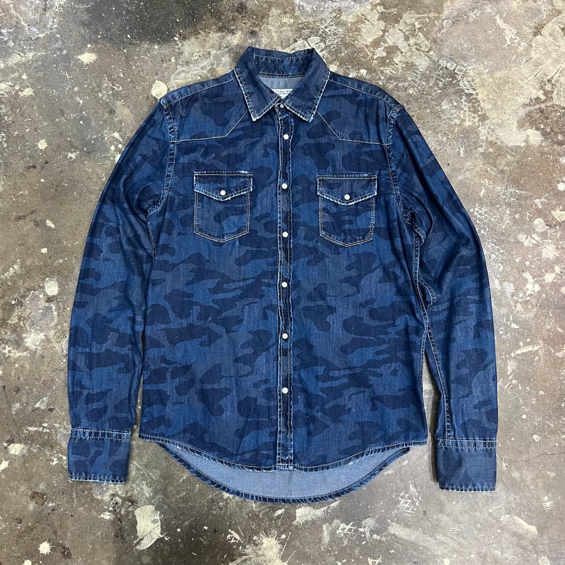 M) ZARA 자라 카모플라쥬 데님셔츠 청남방 상품이미지1
