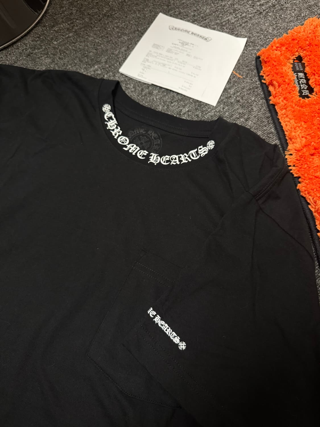 [XL] 크롬하츠 숏 슬리브 포켓 크루 넥로고 반팔 티셔츠 블랙 상품이미지4