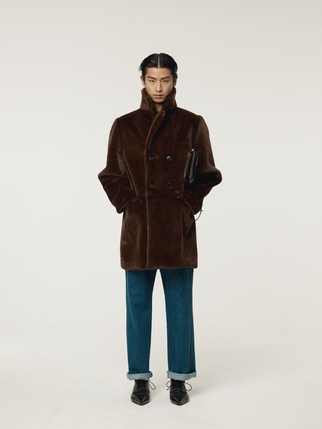 렉토 25FW 그랜마 폭스 퍼 더블 코트 빈티지 브라운 상품이미지4