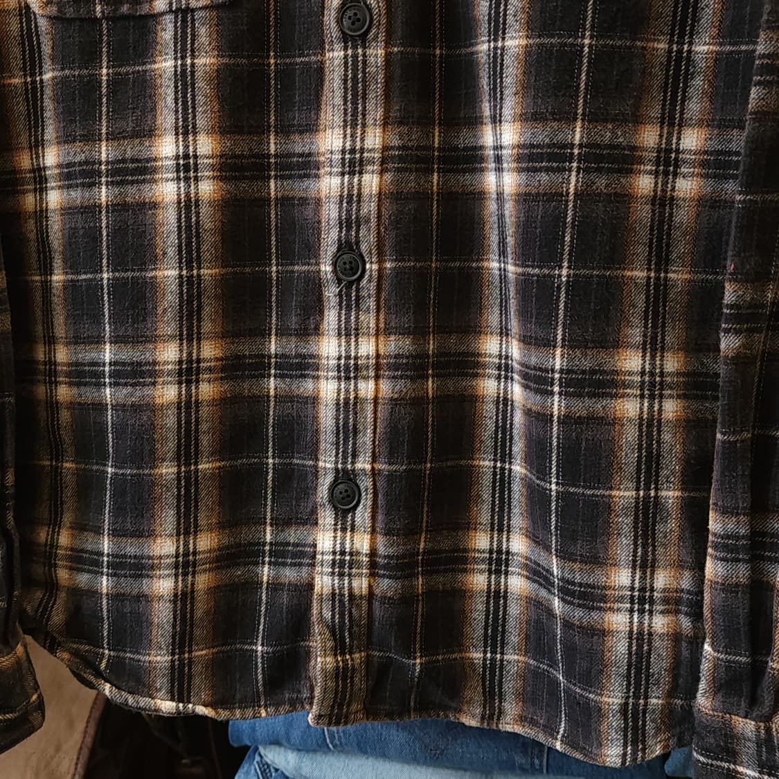 90s 아메리칸 빈티지 체크셔츠 헤비 플란넬 워크셔츠 블랙 L 상품이미지7