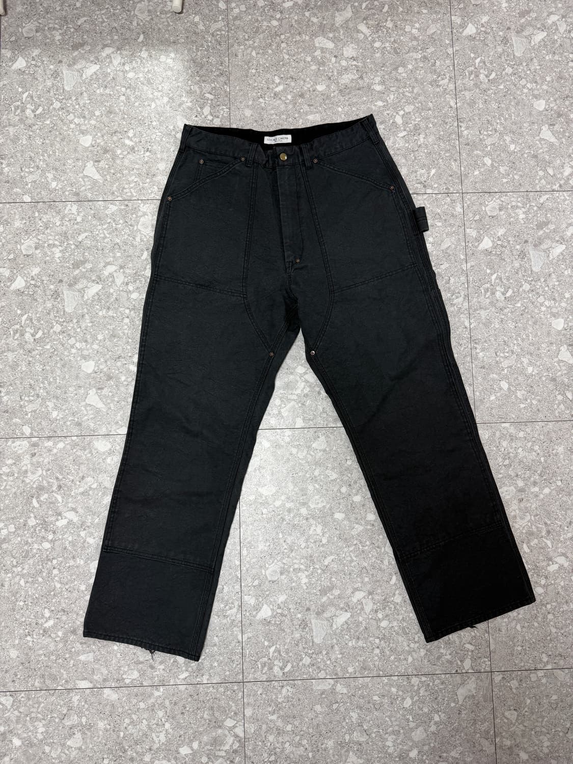 [M] 로컬스온리 덕 캔버스 더블니 팬츠 블랙 상품이미지1