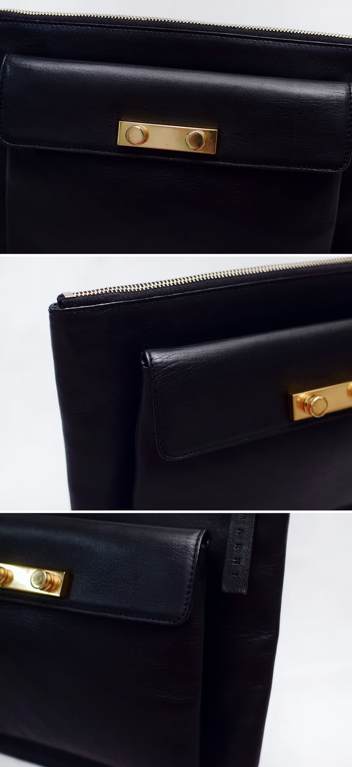 마르니 (MARNI) 금장 블랙 더블포켓 투인원 레더 클러치백 상품이미지6