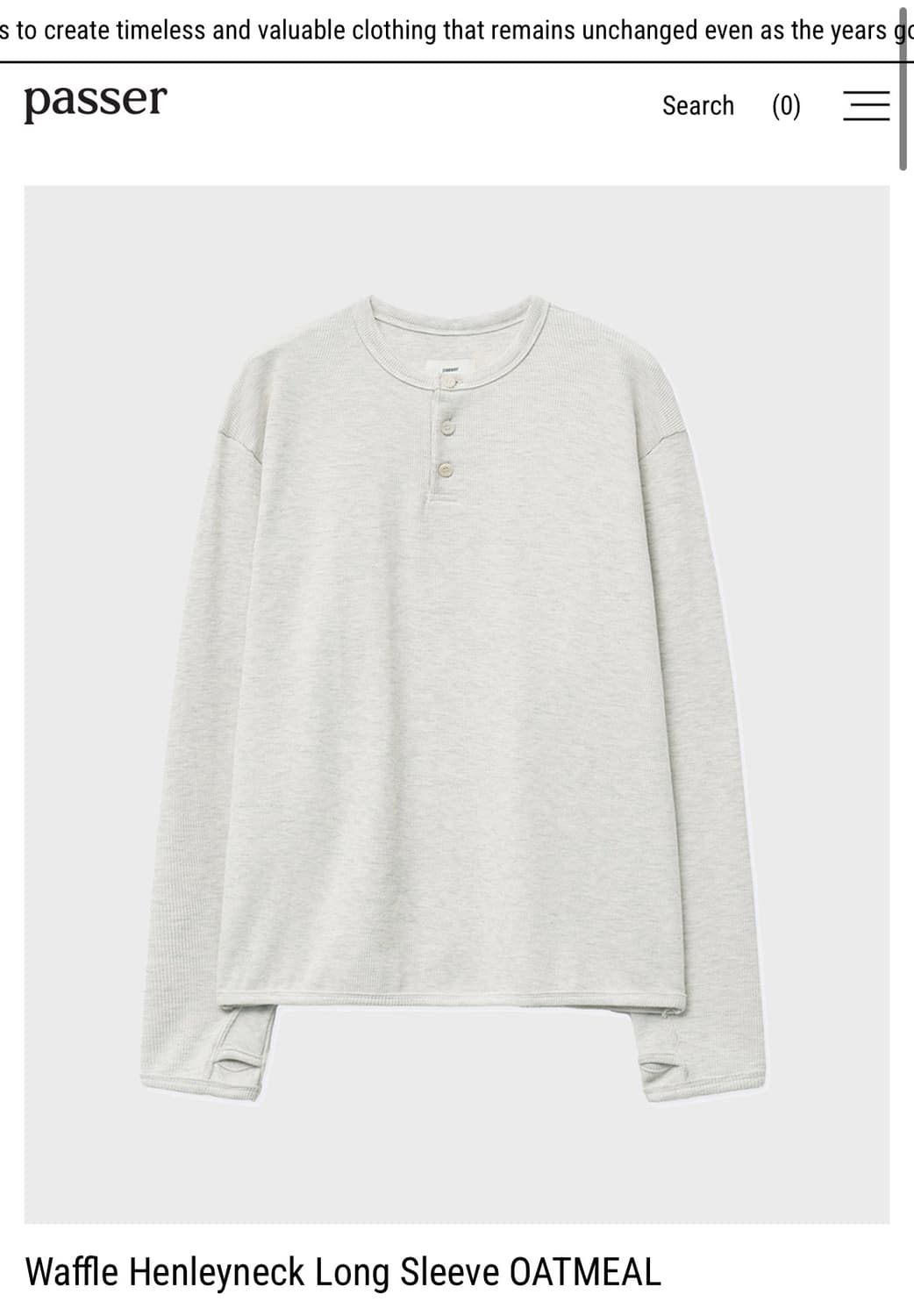 passer - Waffle Henleyneck Long Sleeve 상품이미지1