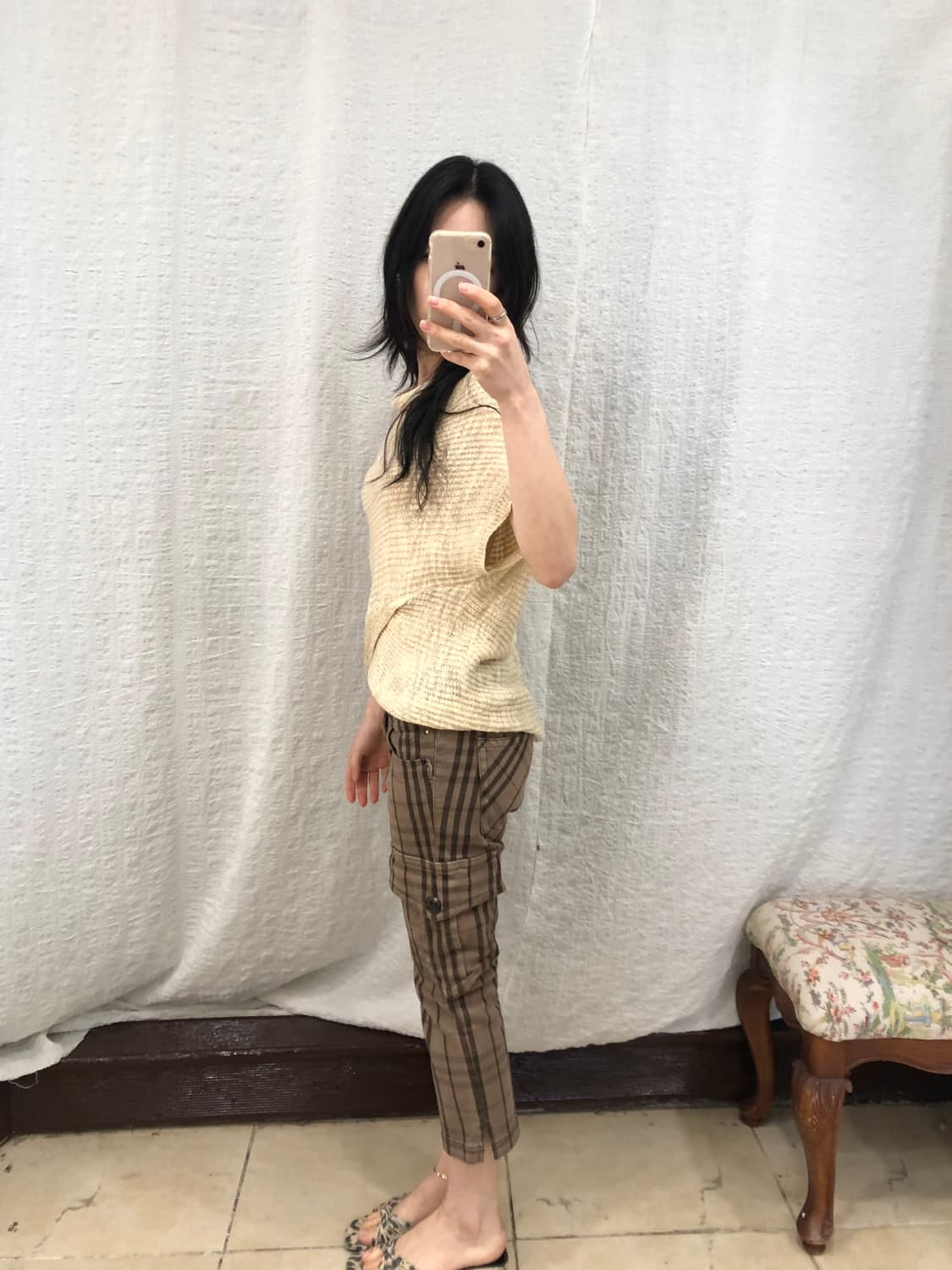 gold perl knit vest 상품이미지4