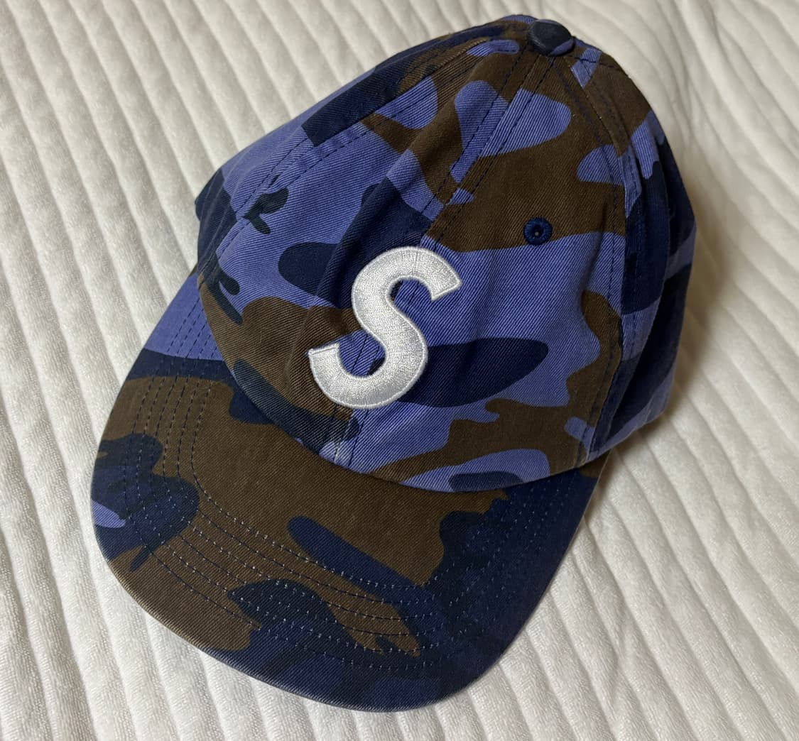 슈프림 S로고 블루 카모 볼캡 모자 피그먼트 코티드 에스로고 상품이미지2