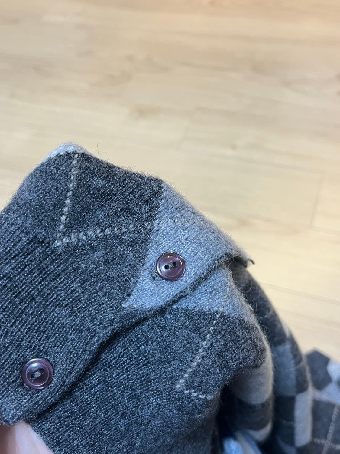 TWEED 아가일 캐시미어 반팔 가디건 상품이미지4