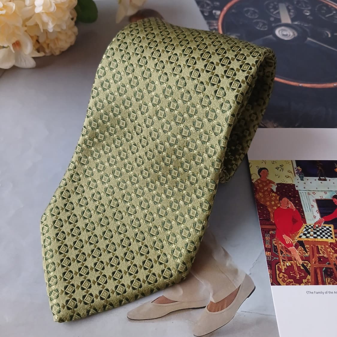 휴고보스 실크 다크그린 자카드 넥타이 9.6cm A+등급 A19387
 상품이미지4