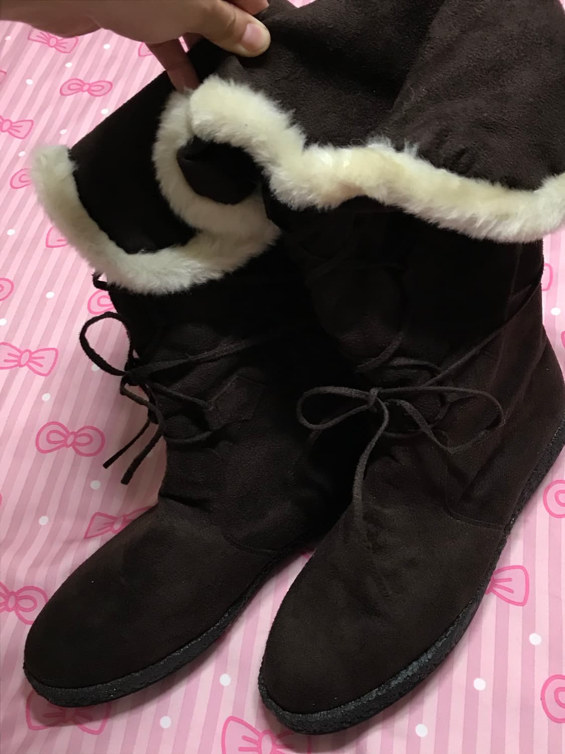 초코브라운 폼폼 부츠 모리신발 라떼갸루신발 갸루 상품이미지4