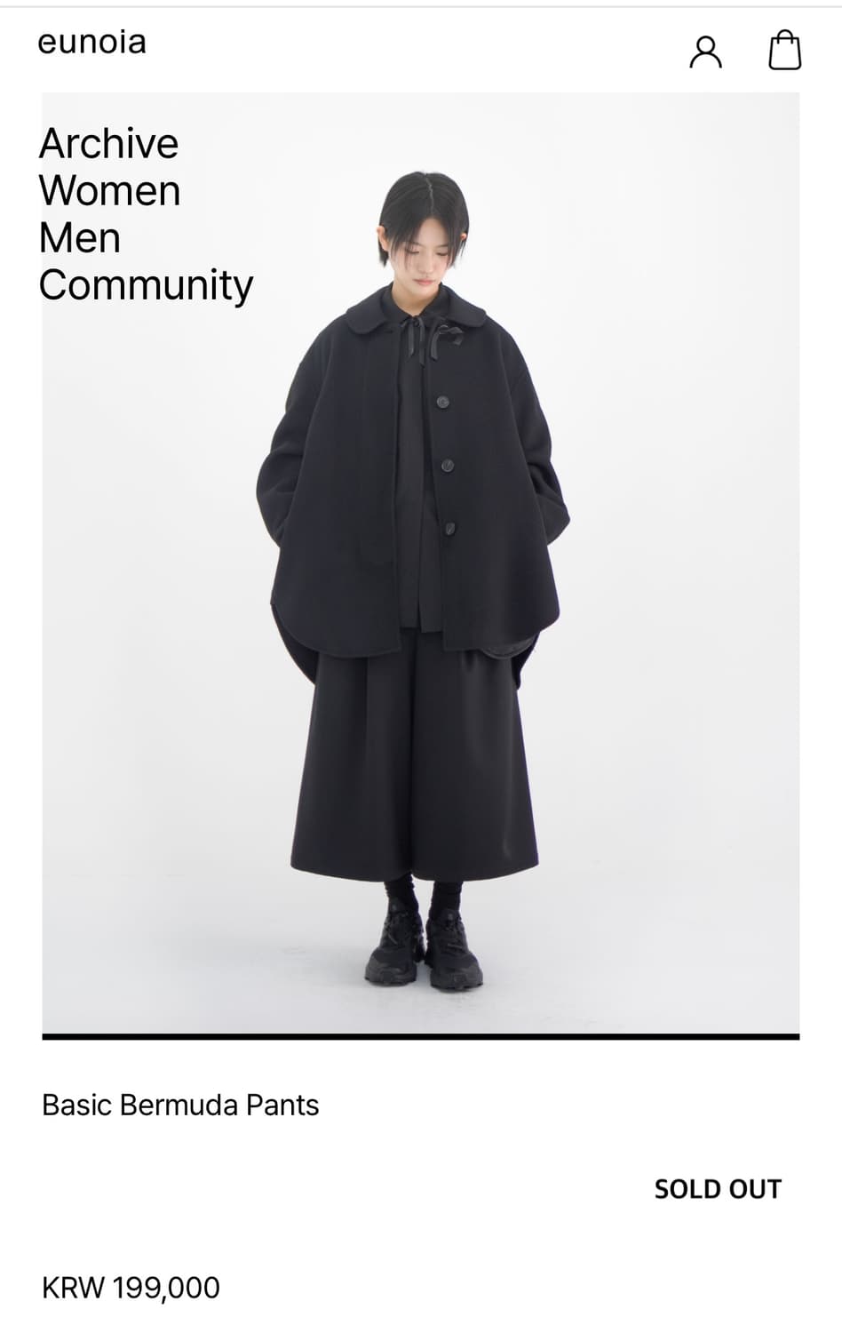 유노이아 Basic Bermuda Pants black 상품이미지2