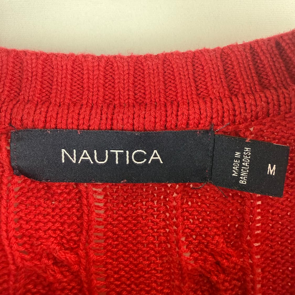 M) 노티카 케이블 꽈배기 니트 레드 상품이미지3