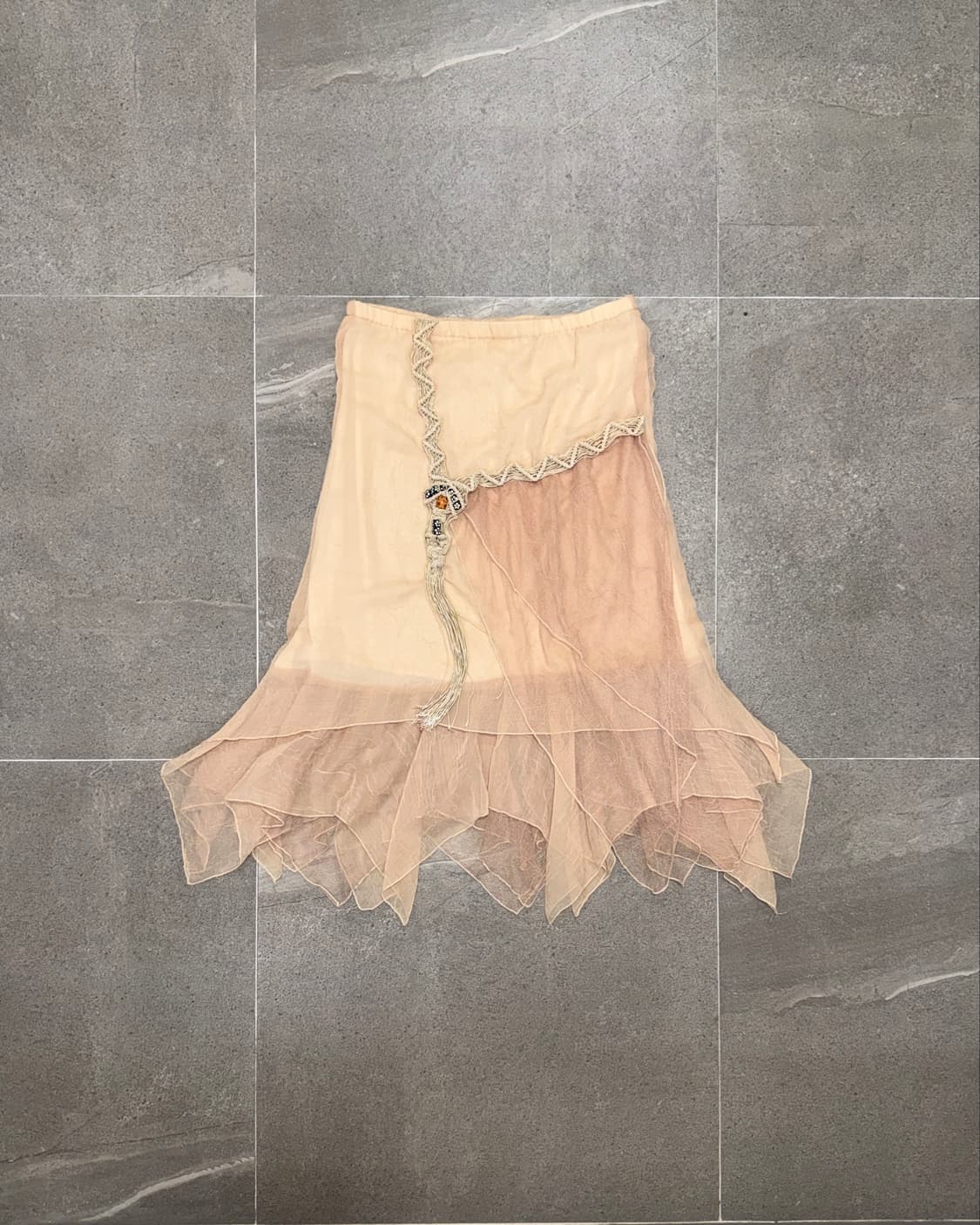 Pink beige ethnic fairy unbalanced skirt 상품이미지1