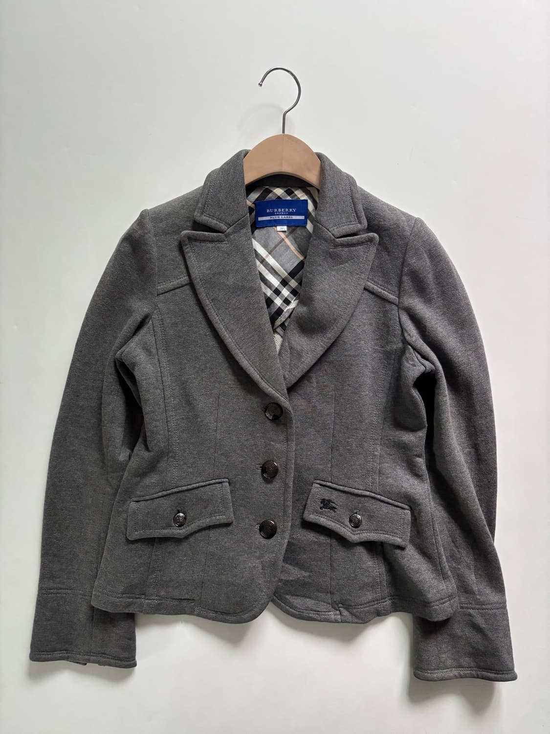 Burberry 버버리 블루라벨 그레이 코튼 카라 숏 자켓 상품이미지4