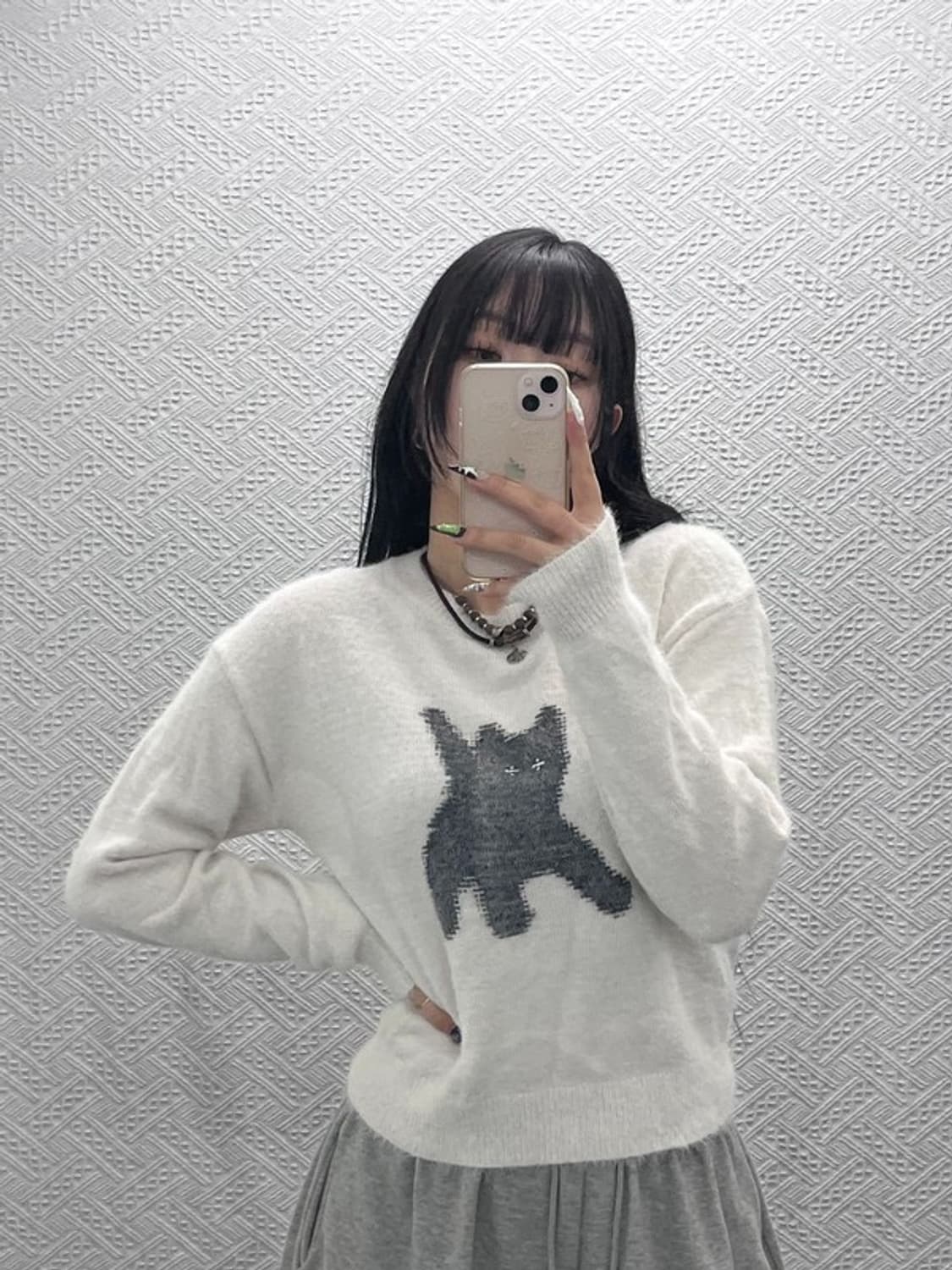 에이이에이이 키치 플래쉬드 캣츠 앙고라 울 니트 0 C08731 상품이미지1