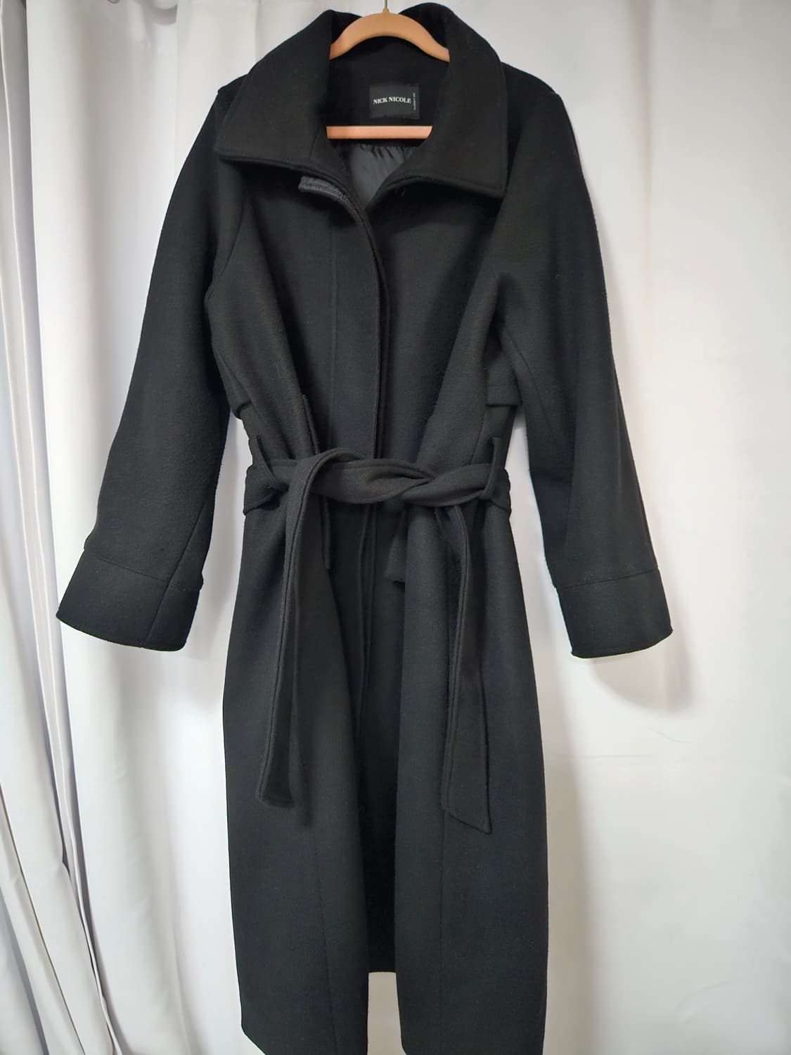 닉앤니콜 블랙 루즈핏 벨트코트 상품이미지7