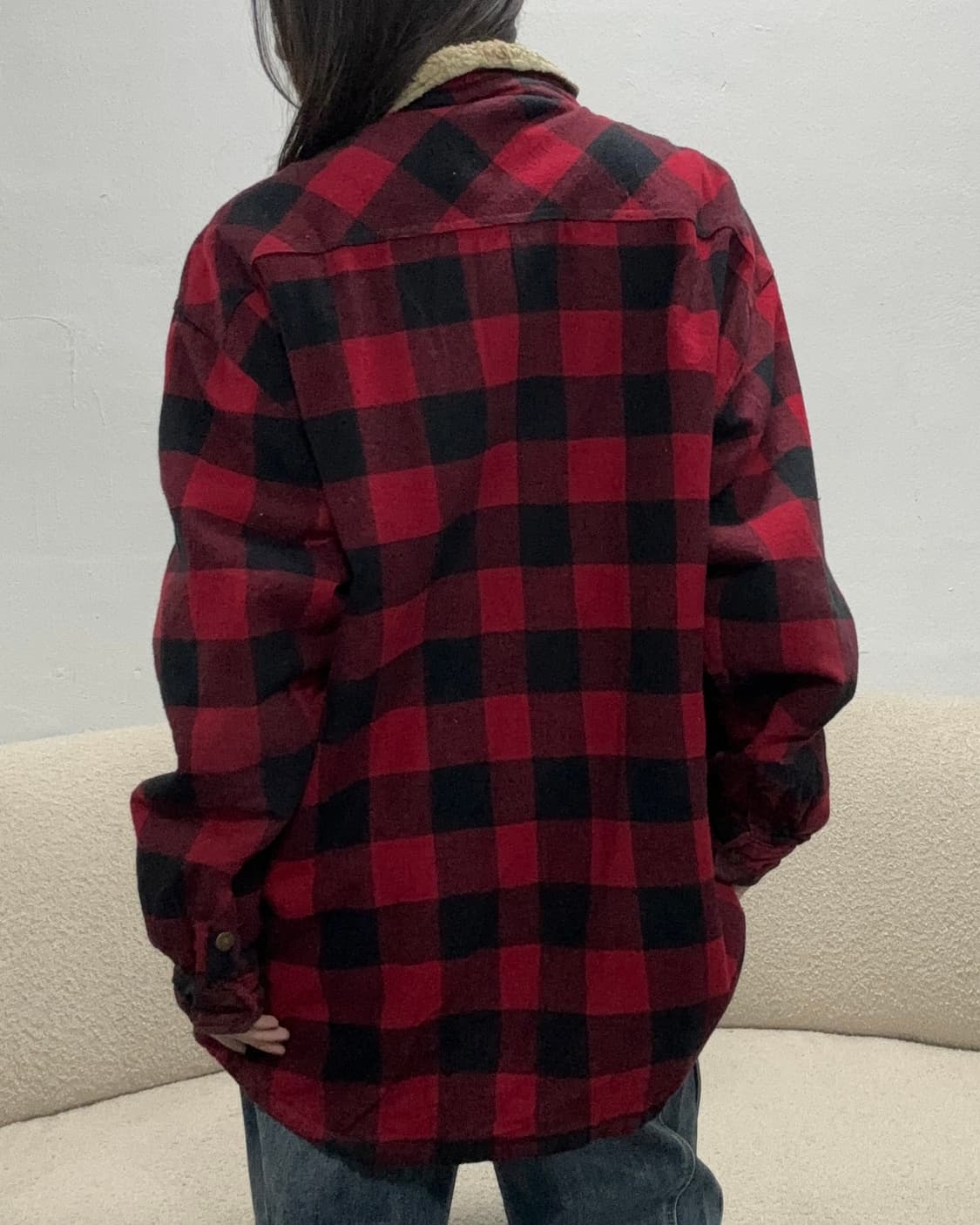 90s DICKIES 레드플란넬 양털트리밍 워크자켓 상품이미지3