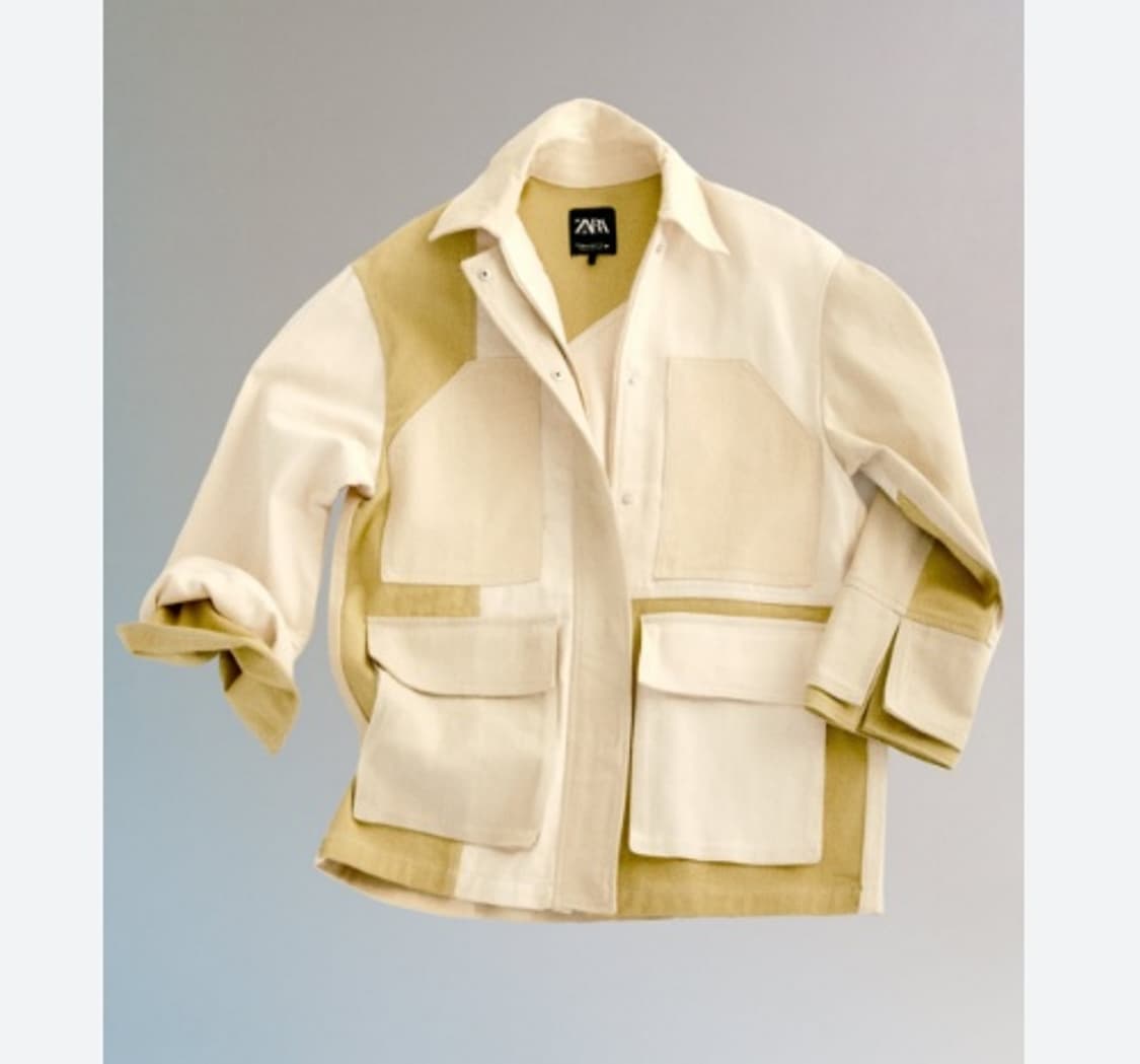 M 새제품) 자라 패치워크 개버딘 재킷 8197/719 오버핏 체감 L~ 상품이미지5