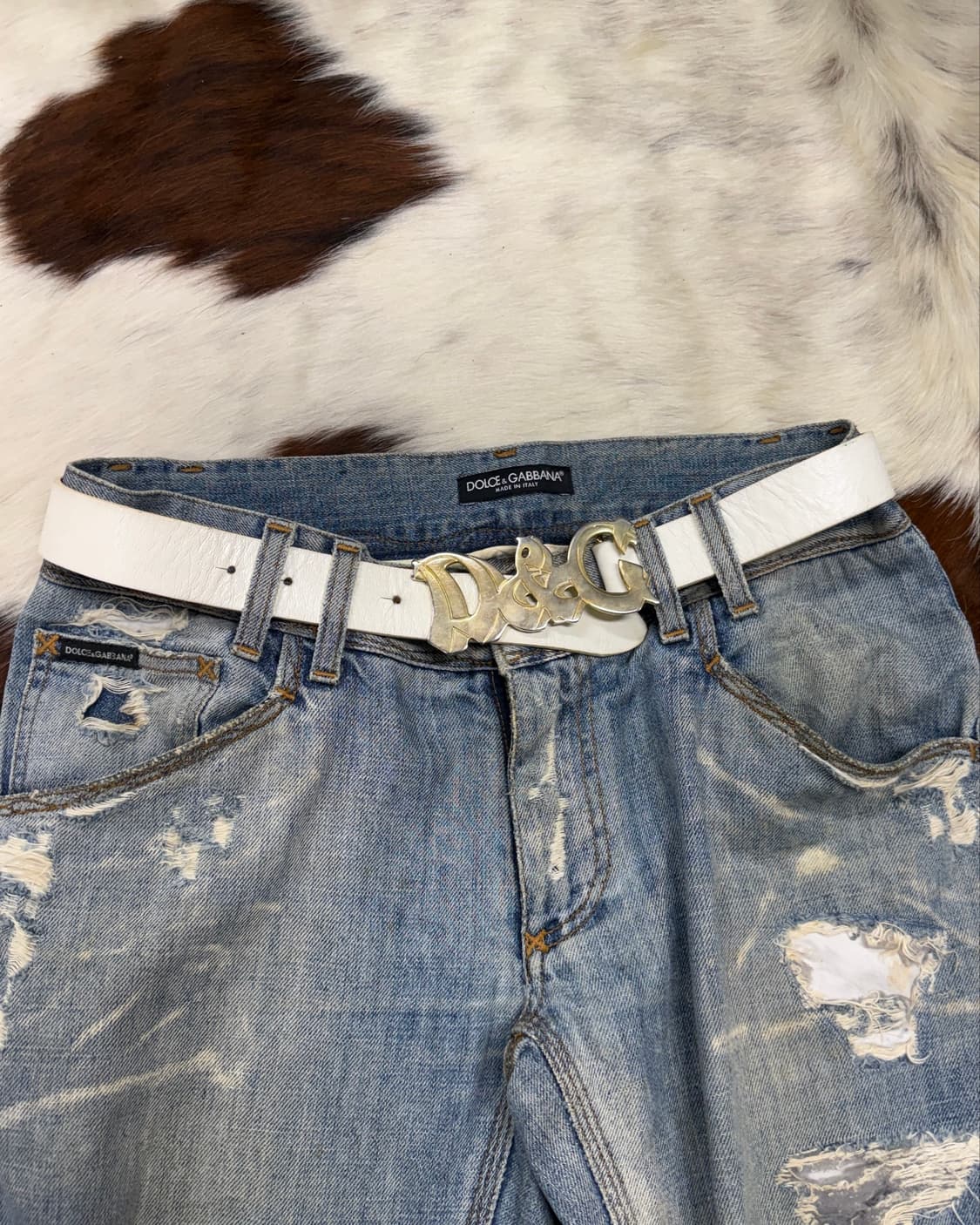 돌체앤가바나 D&G 로고 화이트 벨트 드레인갱st 상품이미지1