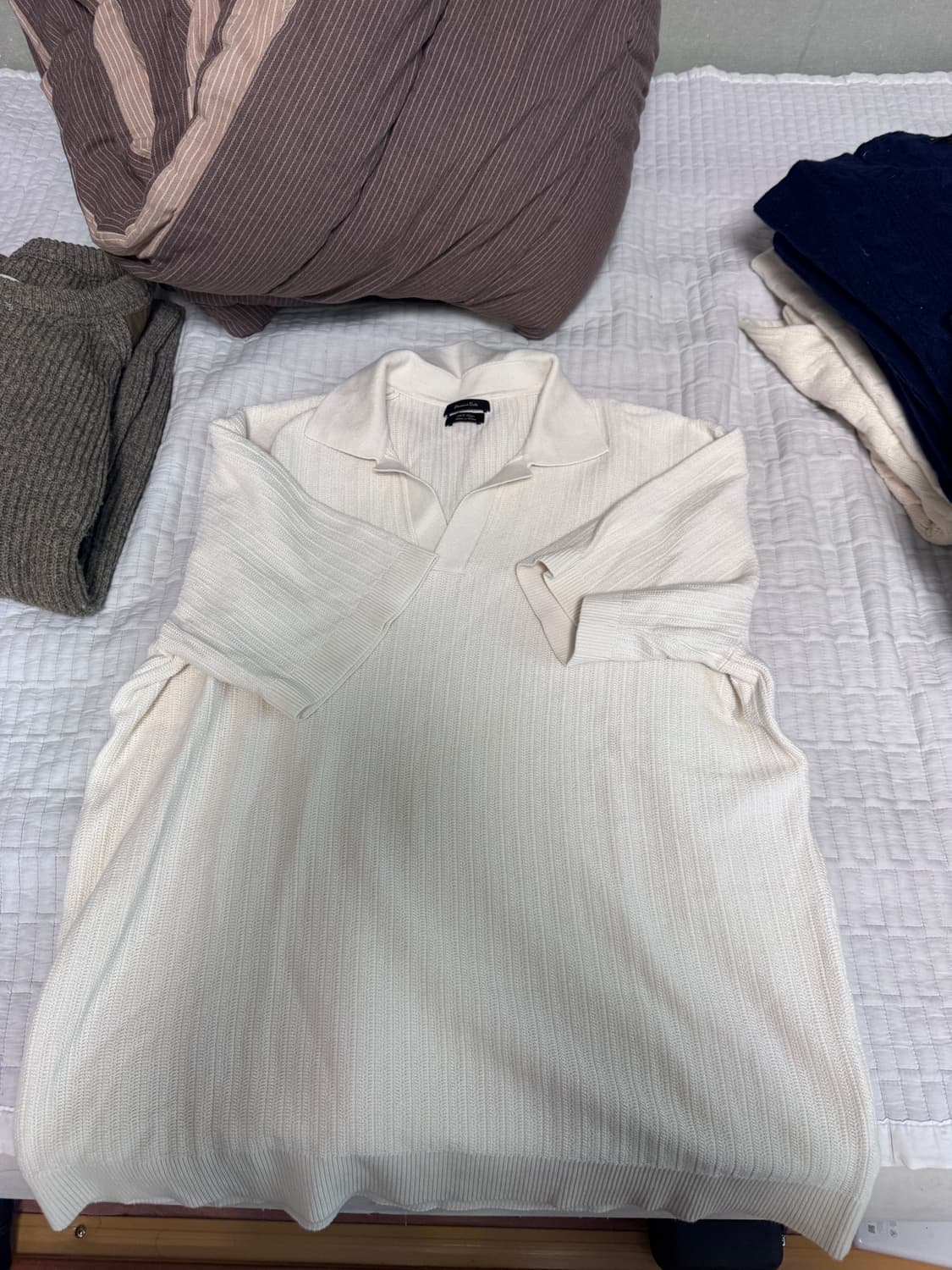 마시모두띠 / 패브릭 디테일 니트 폴로 셔츠 / 화이트 XL 상품이미지4