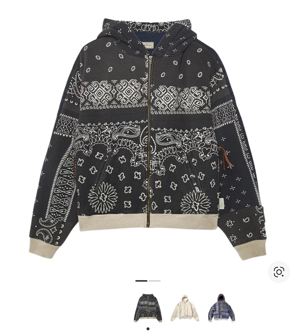 캐피탈 플리스 반다나 비부악 후드 블루종 블랙 새상품 상품이미지1