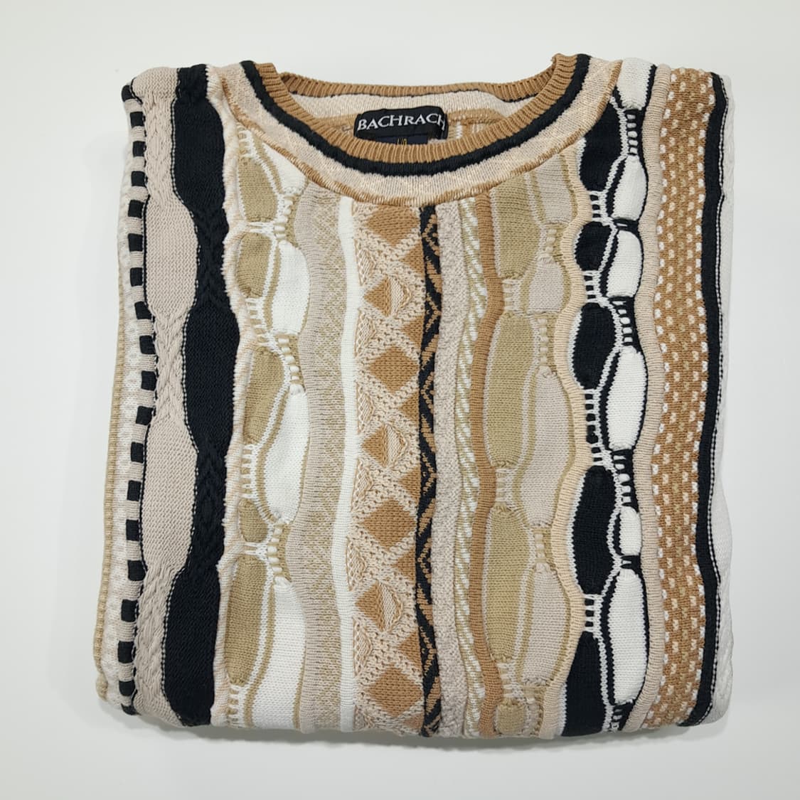 CL309 L 바크락 90s 캐나다판 코튼 삼디패턴 베이지 니트 스웨터 상품이미지7