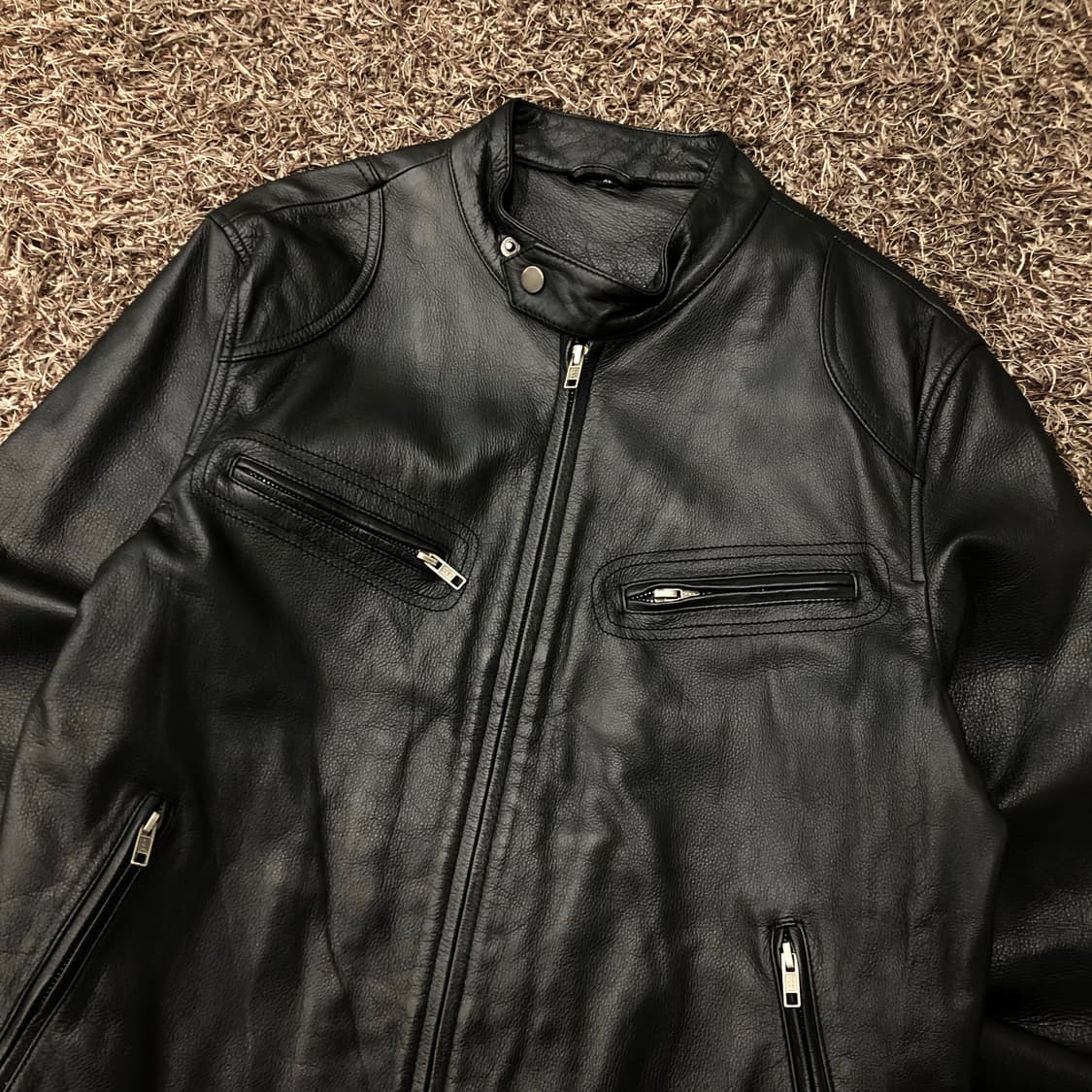 US 폴로 에센 소가죽 바이커 레더 가죽 라이더 자켓 상품이미지2