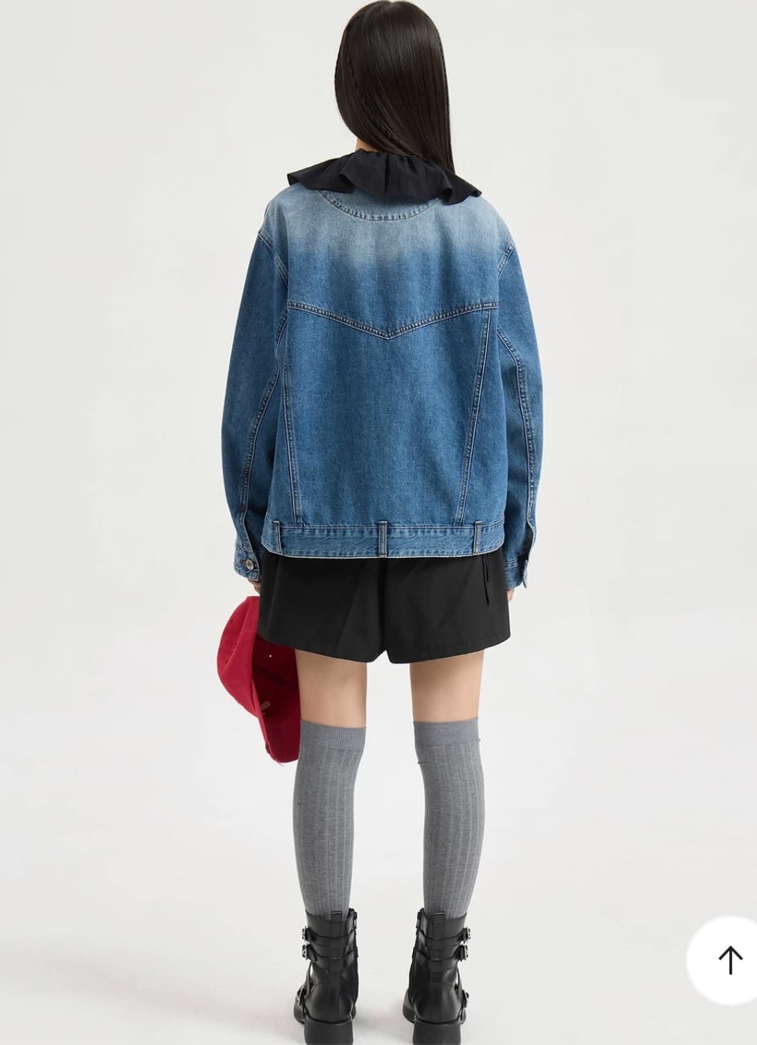 (새상품) 럭키슈에뜨 V넥 오버사이즈 데님 자켓 38 상품이미지3