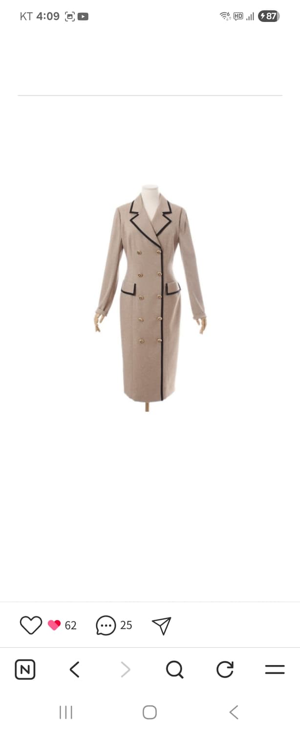 모조에스핀 카라넥 더블버튼 슬림핏 원피스 상품이미지3