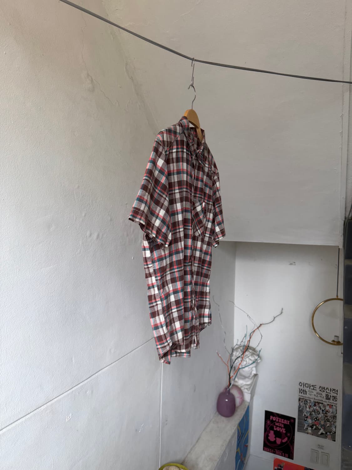 빈티지 반팔 체크 셔츠 상품이미지4