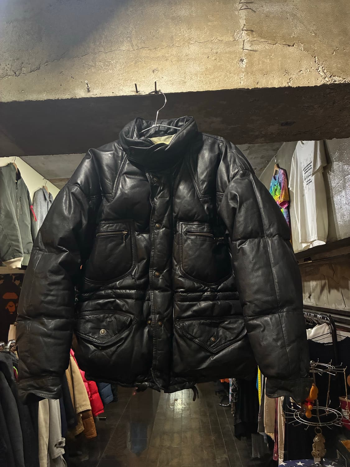 HOUSTON 휴스턴 카우 레더 플라잉 다운 자켓 상품이미지1