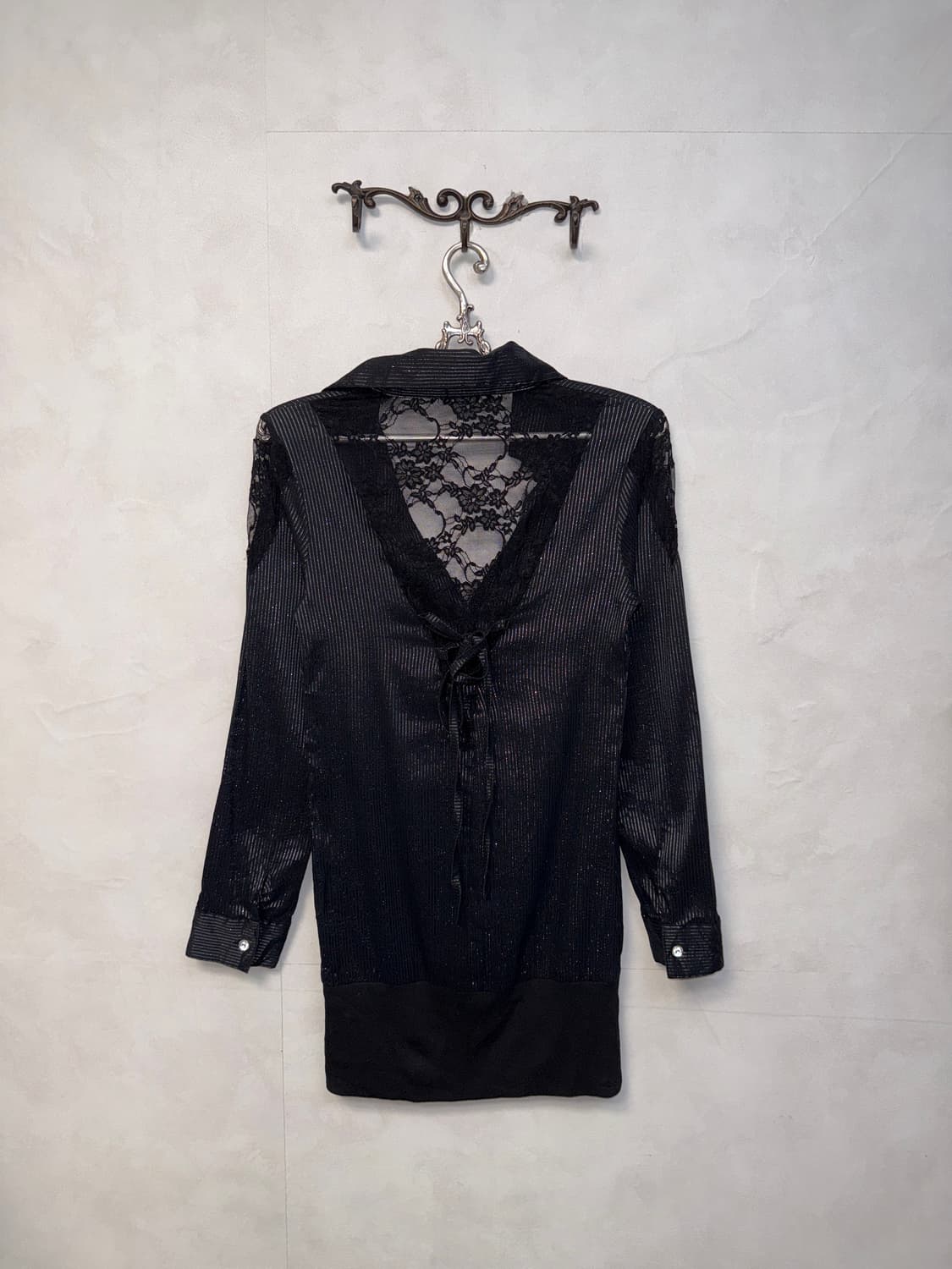 Black back laceup stripe shirt ops 상품이미지7