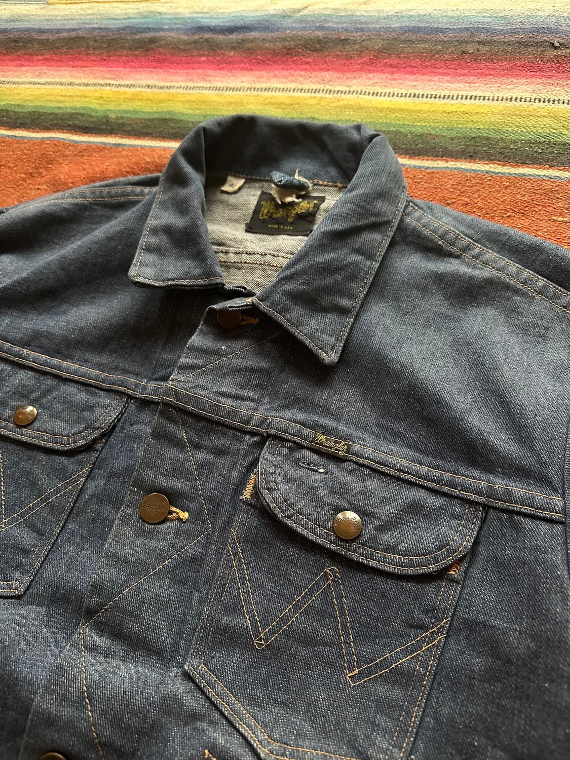 70s USA 빈티지 랭글러 124MJ 셀비지 데님 자켓 상품이미지5