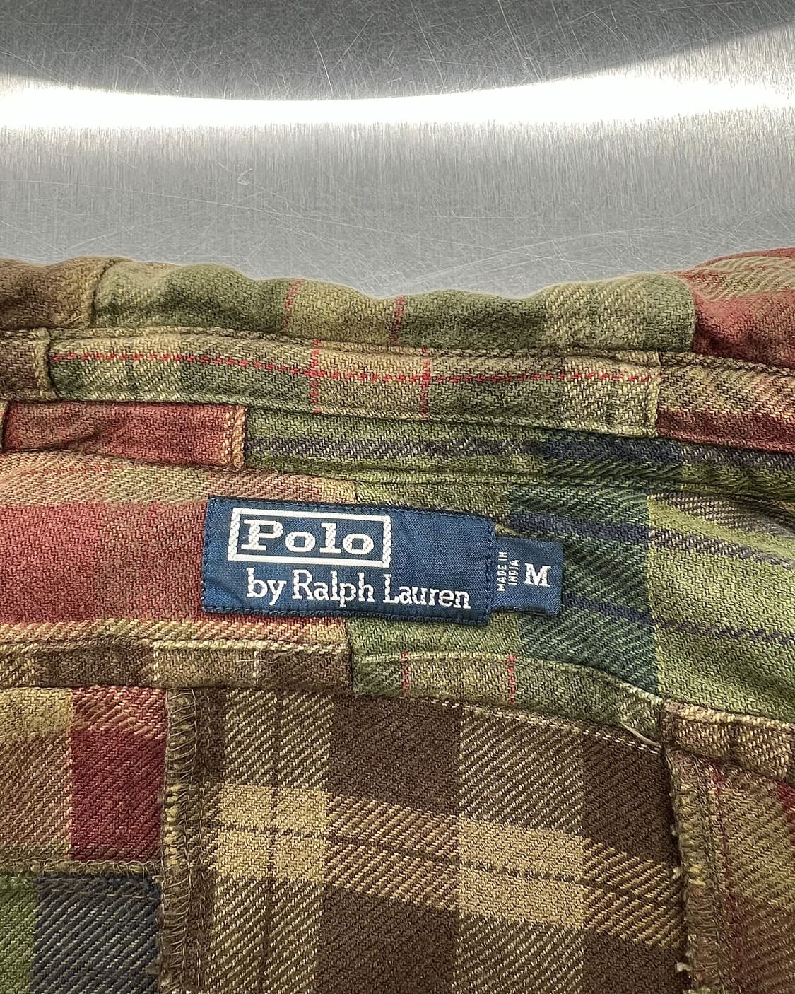 90s 폴로 랄프로렌 클래식 마드라스 패치워크 코튼 셔츠 상품이미지7