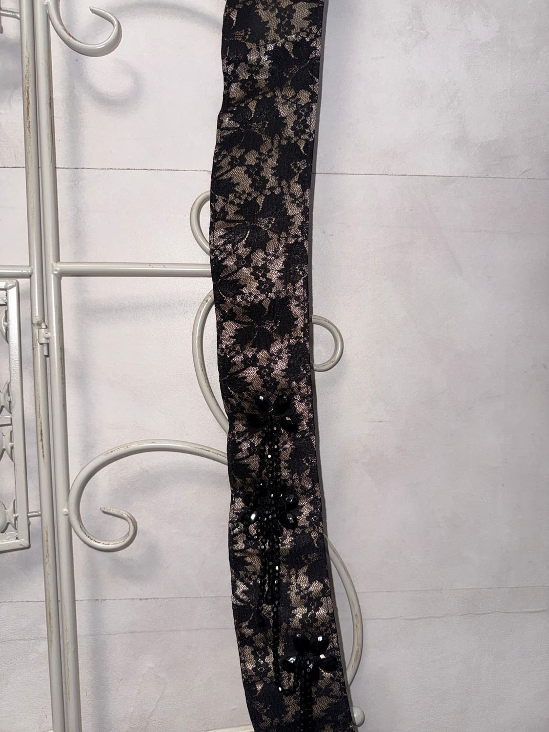 Black floral lace beads detail buckle 벨트 상품이미지6