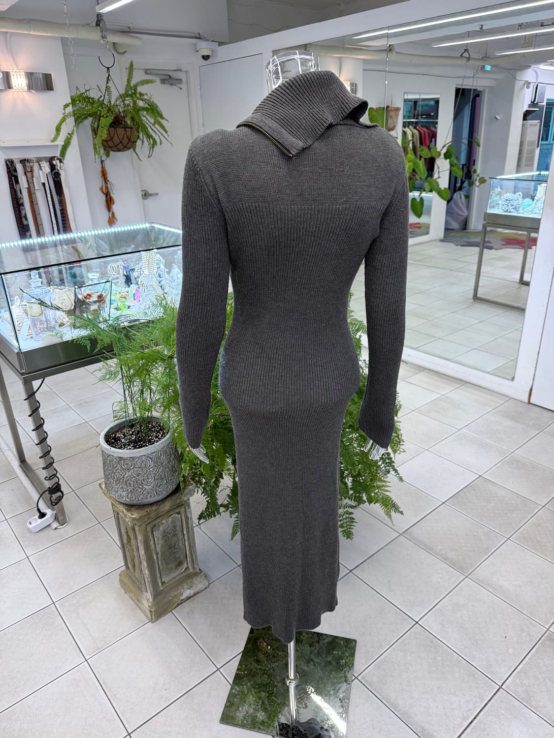 high neck zipup knit one piece 상품이미지3