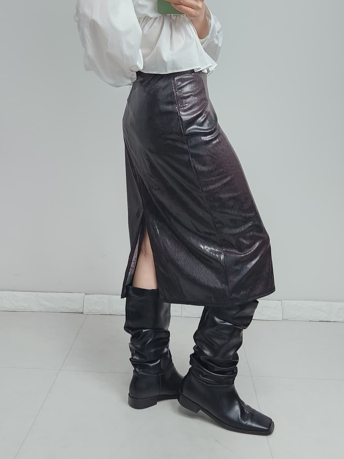 (made in france)글로시 패턴 스커트 상품이미지4